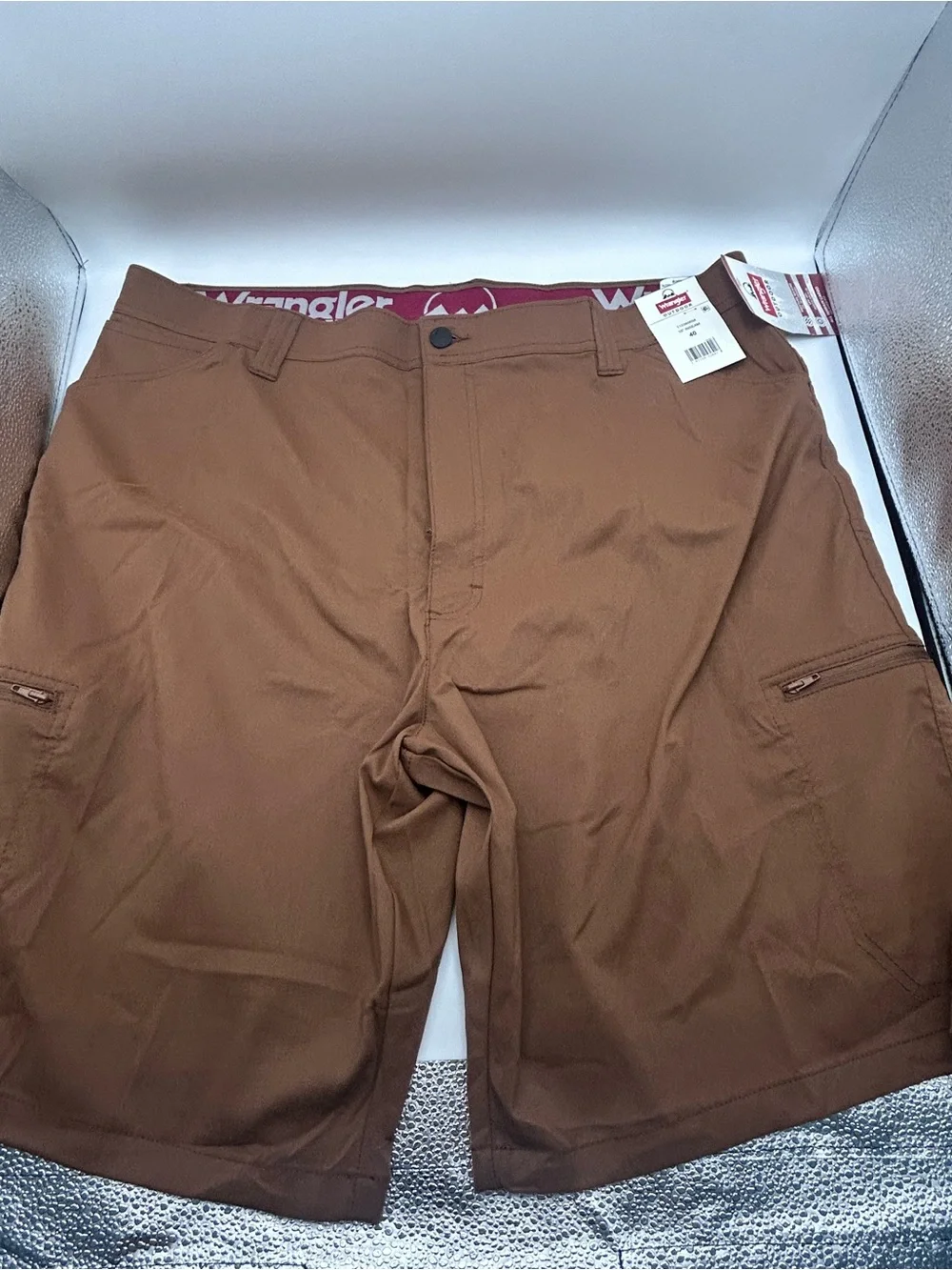 Wrangler Brown Outdoor Cargo Shorts with Flex Waistband